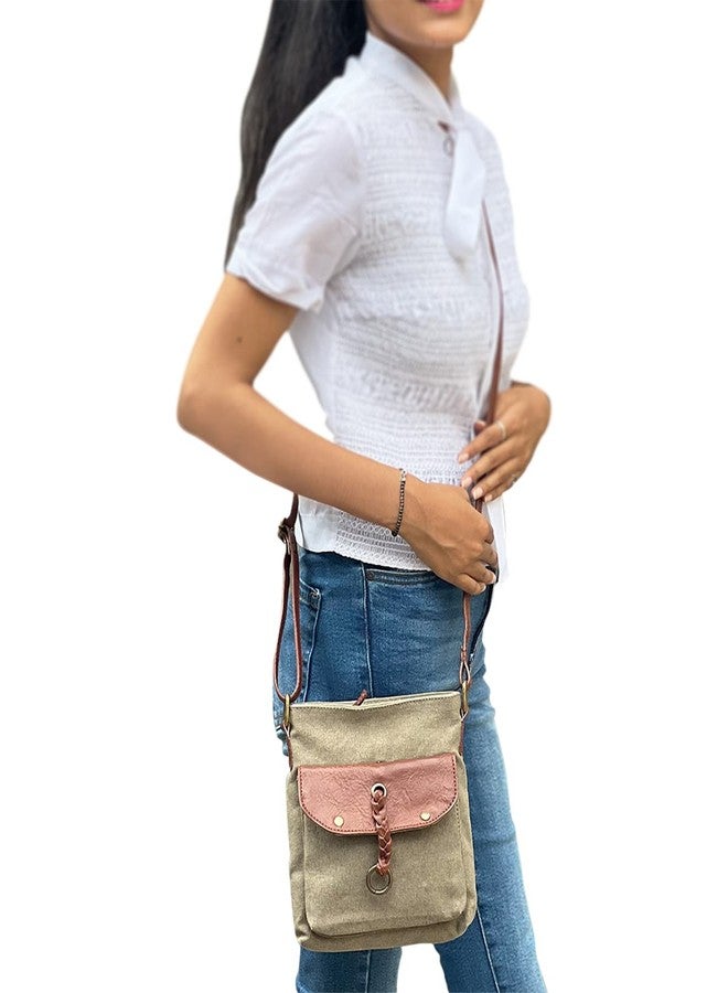 Mona B Canvas Sling Crossbody Bag with Stylish Design for Women - River Stone - Image 5